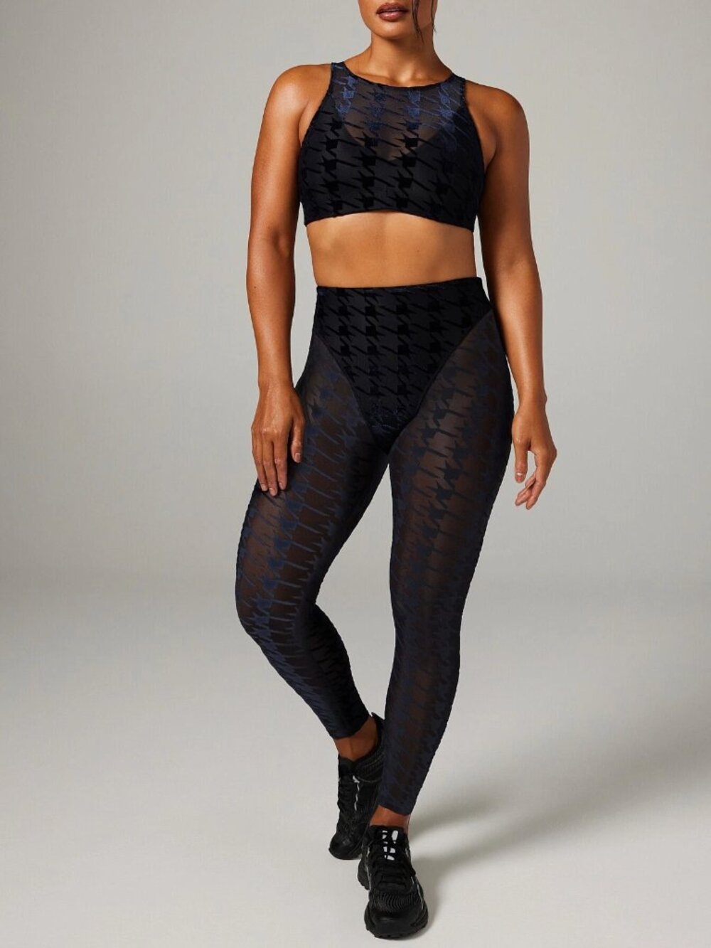 Savage X Fenty Sports Risque Taker Houndstooth High-Waist Legging Inkwell Blue
